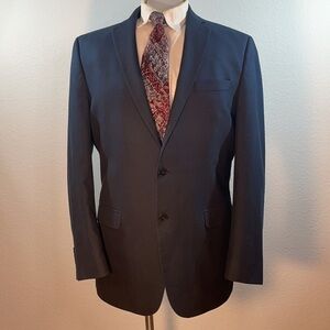 Calvin Klein Blue subtle Herringbone Sport Coat 2-Button Blazer Notched Collar